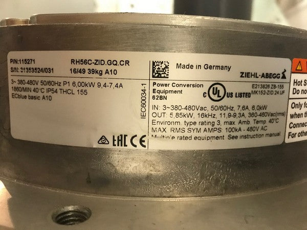 RH56C-ZID.GQ.CR ZIEHL-ABEGG centrifugal fan